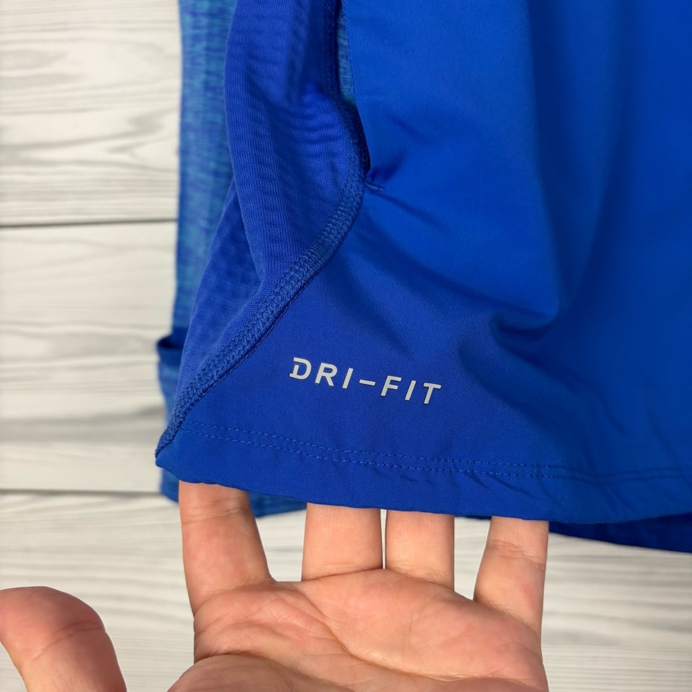 Nike Running Dri-Fit Blue Grid Fleece Half Zip Pullover Hoodie Large - Picture 3 of 11